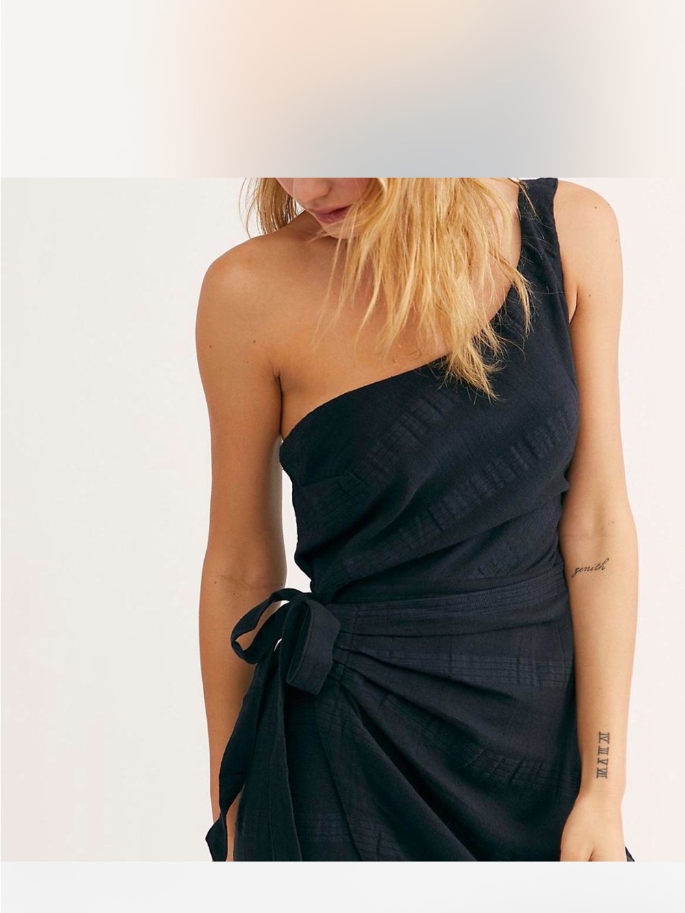 Free people black one strap midi dress size small